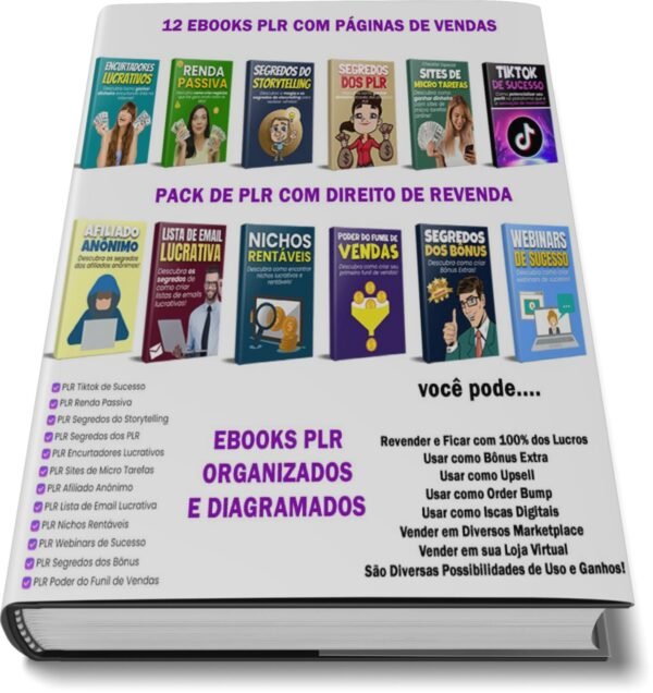 Pack 12 Ebooks PLR com Páginas de Vendas